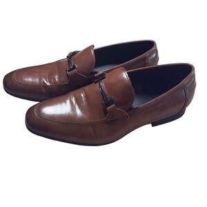 Alfani Men’s Brown Bit Loafers Slip On Dress Shoes Memory Foam Size 10.5